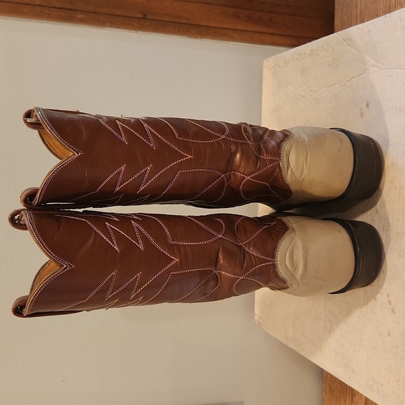 TONY Lama Women's Leather Ywo Tone Cowboy Boots - Picture 6 of 15